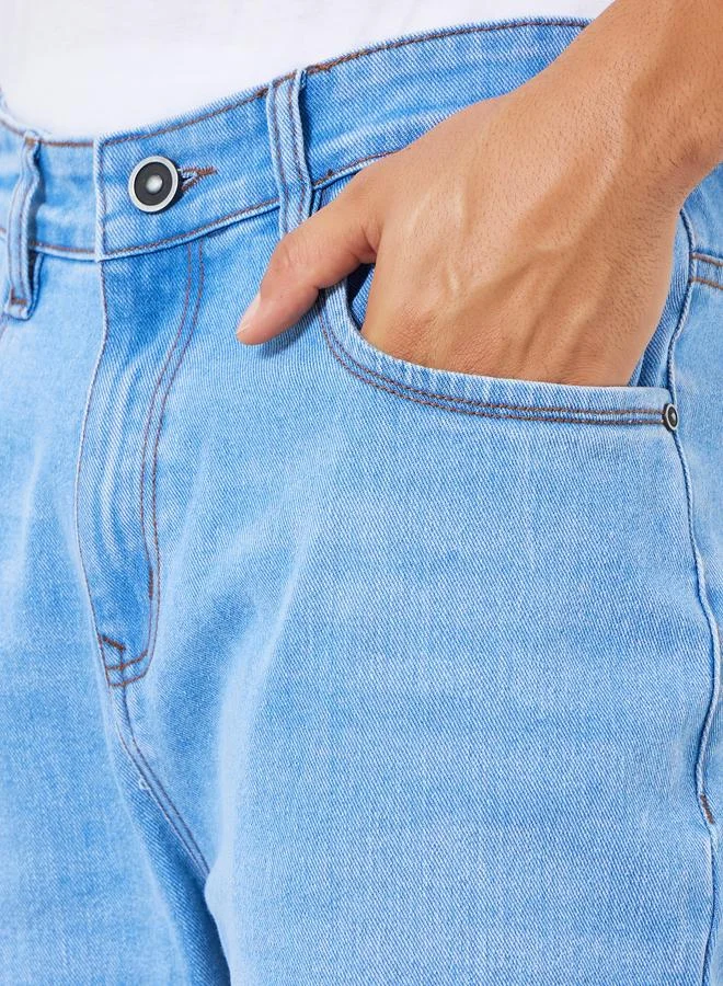 Styli Men Light Blue Regular Fit Washed Jeans